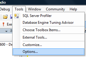 Select Tools --> Options