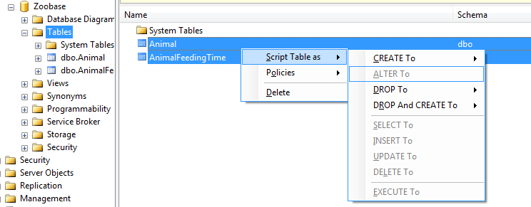 SQL Server Object Explorer-details-window-script